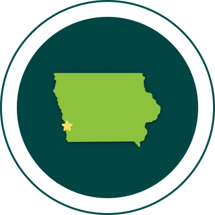 Crescent, Iowa's location in Southwest Iowa